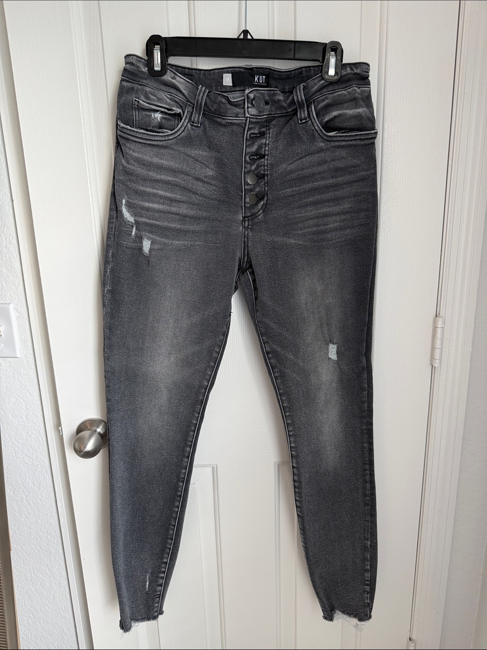 Kut from the Kloth Black High-Rise Skinny Jeans with Button Fly